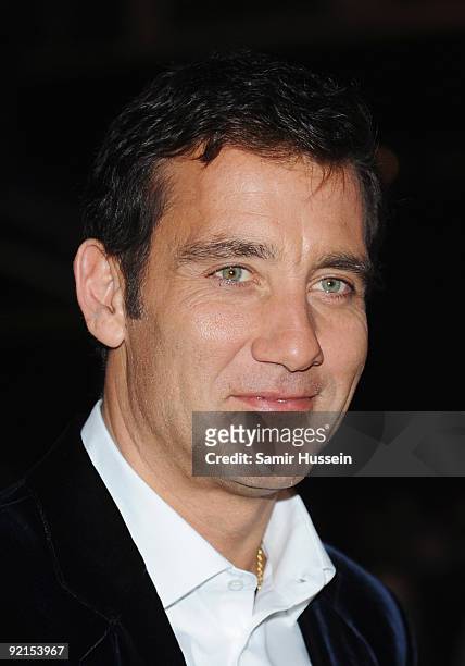 Clive Owen arrives for the premiere of 'The Boys Are Back' during the Times BFI 53rd London Film Festival at the Vue West End on October 21, 2009 in...