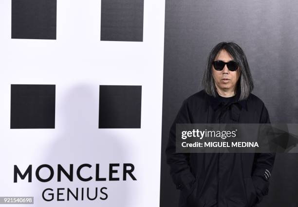 Japanese musician, producer and designer Hiroshi Fujiwara poses upon his arrival to the women's Fall/Winter 2018/2019 collection fashion show by...