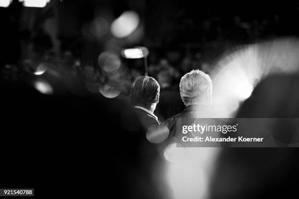 Joaquin Phoenix and Udo Kier attend the 'Don't Worry, He Won't Get Far on Foot' premiere during the 68th Berlinale International Film Festival Berlin...