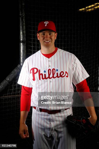 Jerad Eickhoff of the Philadelphia Phillies poses for a portrait on February 20, 2018 at Spectrum Field in Clearwater, Florida.