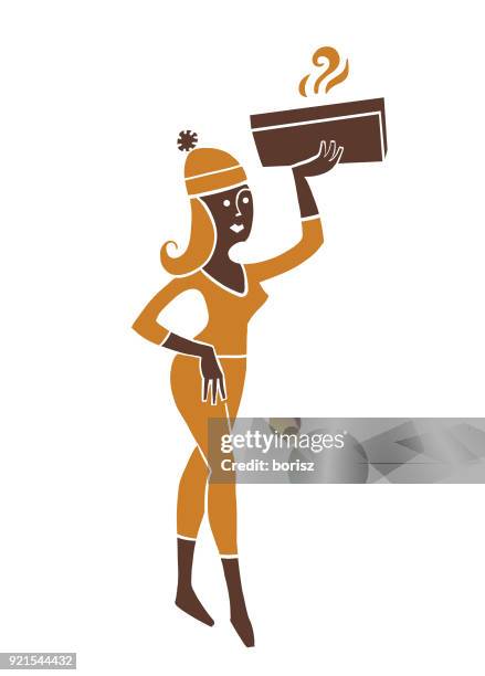 attractive lady - waitress working stock illustrations
