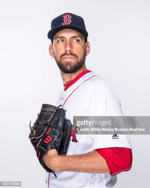Matt Barnes of the Boston Red Sox poses for a portrait on team photo day on February 20, 2018 at jetBlue Park at Fenway South in Fort Myers, Florida .