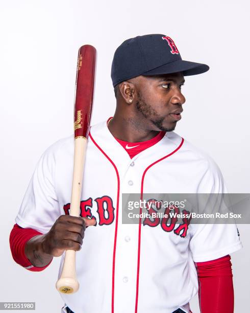 Rusney Castillo of the Boston Red Sox poses for a portrait on team photo day on February 20, 2018 at jetBlue Park at Fenway South in Fort Myers,...