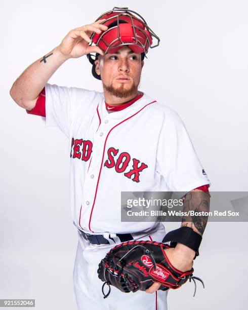 Christian Vazquez of the Boston Red Sox poses for a portrait on team photo day on February 20, 2018 at jetBlue Park at Fenway South in Fort Myers,...