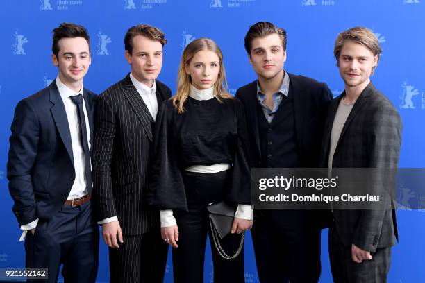 Isaiah Michalski, Leonard Scheicher, Lena Klenke, Jonas Dassler and Tom Gramenz pose at the 'The Silent Revolution' photo call during the 68th...