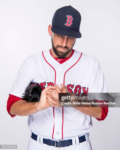 Matt Barnes of the Boston Red Sox poses for a portrait on team photo day on February 20, 2018 at jetBlue Park at Fenway South in Fort Myers, Florida .