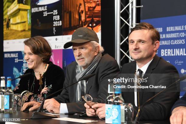 Miriam Duessel, Michael Gwisdek and Florian Lukas attend the 'The Silent Revolution' press conference during the 68th Berlinale International Film...