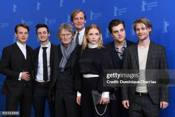 Leonard Scheicher, Isaiah Michalski, Dietrich Garstka, Lars Kraume, Lena Klenke, Jonas Dassler and Tom Gramenz pose at the 'The Silent Revolution'...