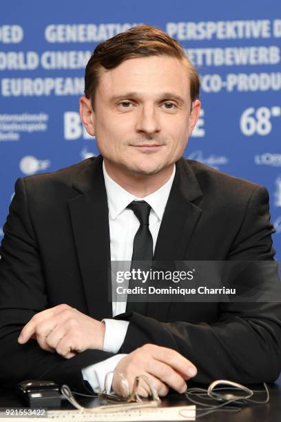 Florian Lukas attends the 'The Silent Revolution' press conference during the 68th Berlinale International Film Festival Berlin at Grand Hyatt Hotel...