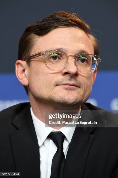 Florian Lukas attends the 'The Silent Revolution' press conference during the 68th Berlinale International Film Festival Berlin at Grand Hyatt Hotel...