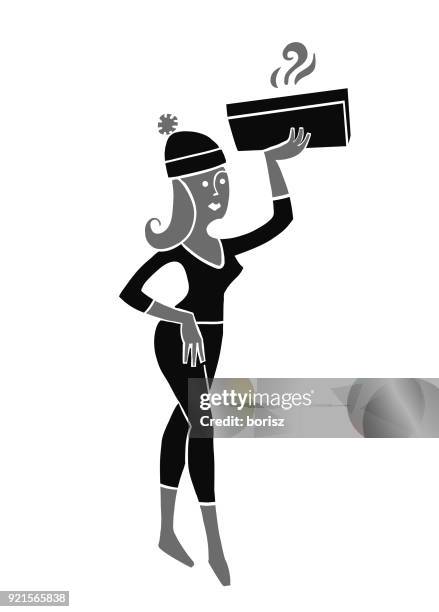 attractive lady - waitress working stock illustrations