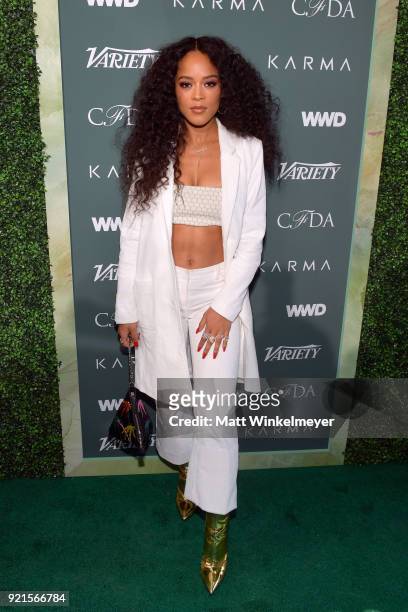 Serayah attends the Runway To Red Carpet, hosted by Council of Fashion Designers of America, Variety and WWD at Chateau Marmont on February 20, 2018...