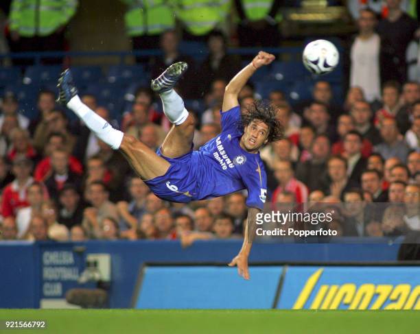 Hernan Crespo of Chelsea in action during the Carling Cup Third Round match between Chelsea and Charlton Athletic at Stamford Bridge in London on...