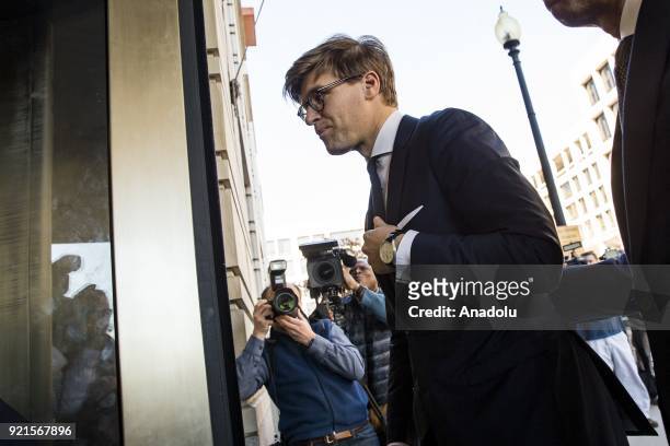 Alex Van der Zwaan arrives at the U.S. District Courthouse to plead guilty to charges of making false statements to investigators during Robert...