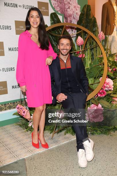 Rebecca Mir, Max Alberti during the 'Maison des Fleurs' photo session at KONEN on February 20, 2018 in Munich, Germany.