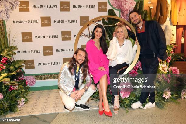 Riccardo Simonetti Rebecca Mir, Mariana and Max Alberti during the 'Maison des Fleurs' photo session at KONEN on February 20, 2018 in Munich, Germany.