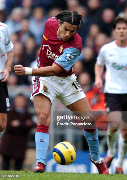 Milan Baros of Aston Villa in action during the Barclays Premiership match between Aston Villa and Liverpool at Villa Park in Birmingham on November...