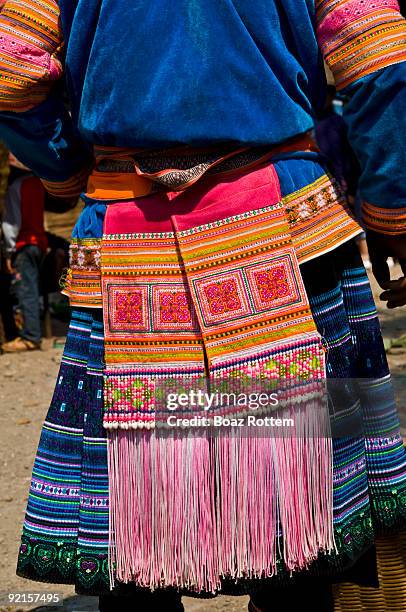 traditional flower hmong / miao dress. - miao minority stock pictures, royalty-free photos & images