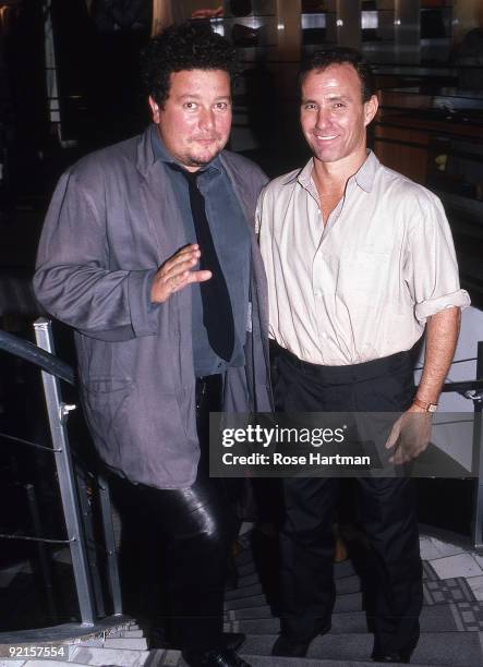 Designer Philippe Starck stands with hotelier Ian Schrager at Barneys on W.17th St. In New York, ca.1990s.