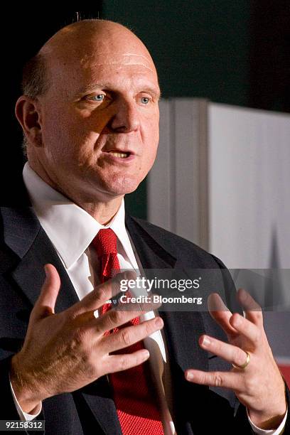 Steve Ballmer, president and chief executive officer of Microsoft Corp., speaks during the Economic Edge 2009 Conference in Toronto, Ontario, Canada,...