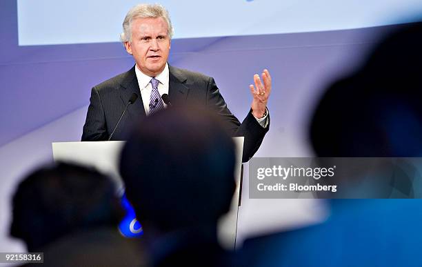 Jeffrey Immelt, chairman and chief executive officer of General Electric Co., speaks during a news conference in New York, U.S., on Wednesday, Oct....