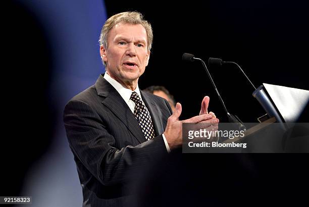Tom Daschle, former U.S. Senate Majority Leader, speaks during a General Electric Co. News conference in New York, U.S., on Wednesday, Oct. 21, 2009....