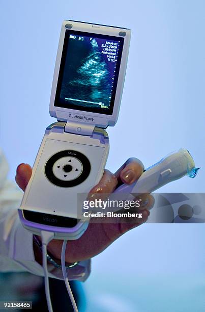 Healthcare Vscan portable visualization machine is displayed following a news conference in New York, U.S., on Wednesday, Oct. 21, 2009. General...