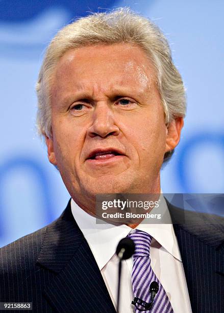 Jeffrey Immelt, chairman and chief executive officer of General Electric Co., speaks during a news conference in New York, U.S., on Wednesday, Oct....