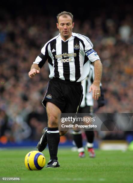 Alan Shearer of Newcastle United in action during the Barclays Premiership match between Everton and Newcastle United at Goodison Park in Liverpool...