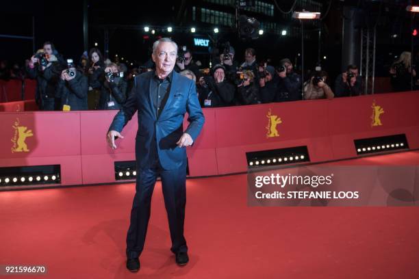 German actor Udo Kier poses on the red carpet for the premiere of the film "Don't Worry, He Won't Get Far on Foot" presented in competition during...