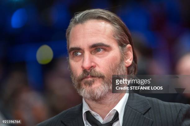 Actor Joaquin Phoenix poses on the red carpet upon arrival for the premiere of the film "Don't Worry, He Won't Get Far on Foot" presented in...
