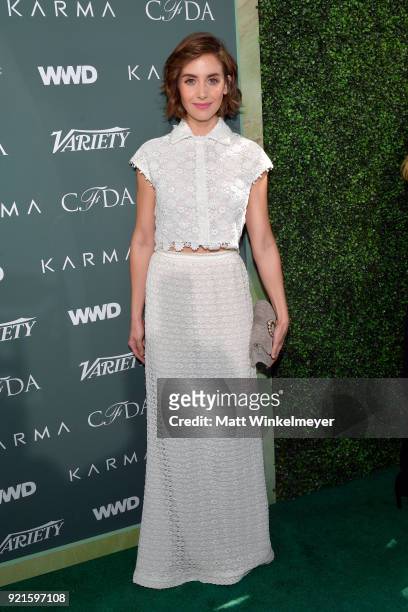 Alison Brie attends the Runway To Red Carpet, hosted by Council of Fashion Designers of America, Variety and WWD at Chateau Marmont on February 20,...