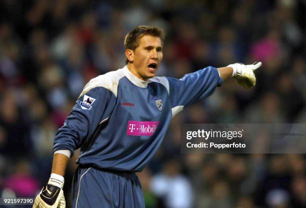 Goalkeeper Tomasz Kuszczak of West Bromwich Albion in action during the Barclays Premiership match between West Bromwich Albion and Manchester City...