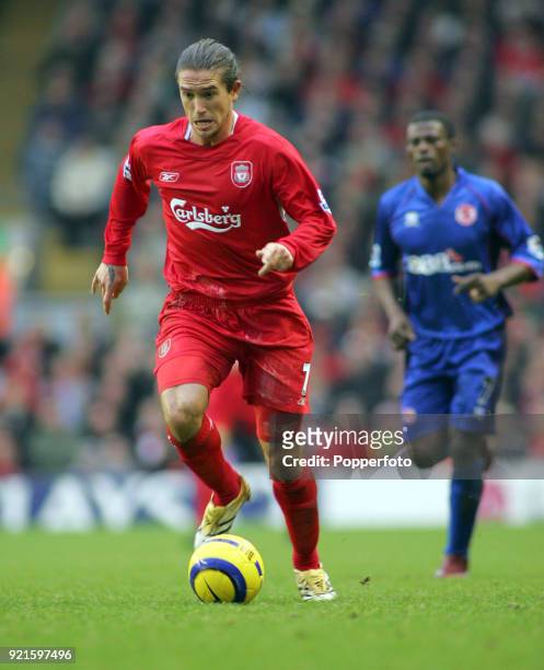 Harry Kewell of Liverpool in action during the Barclays Premiership match between Liverpool and Middlesbrough at Anfield in Liverpool on December 10,...