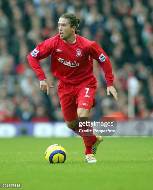 Harry Kewell of Liverpool in action during the Barclays Premiership match between Liverpool and Middlesbrough at Anfield in Liverpool on December 10,...