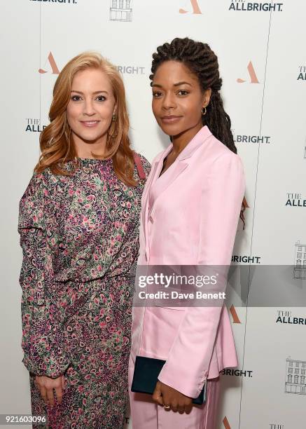 Sarah-Jane Mee of Sky News and Naomie Harris attend the first female-only members club in the UK for working women - The AllBright - which opens its...
