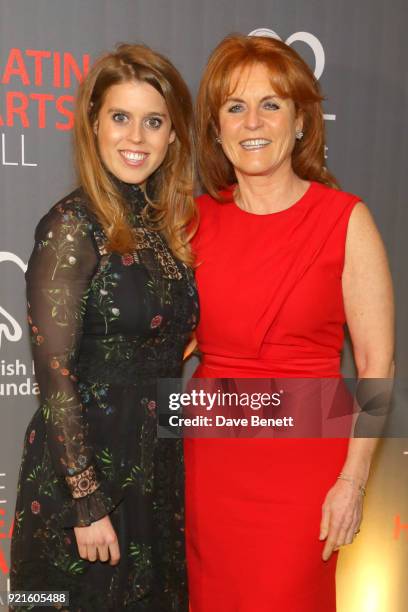 Princess Beatrice of York and Sarah Ferguson, Duchess of York attend the British Heart Foundations Beating Hearts Ball at The Guildhall on February...