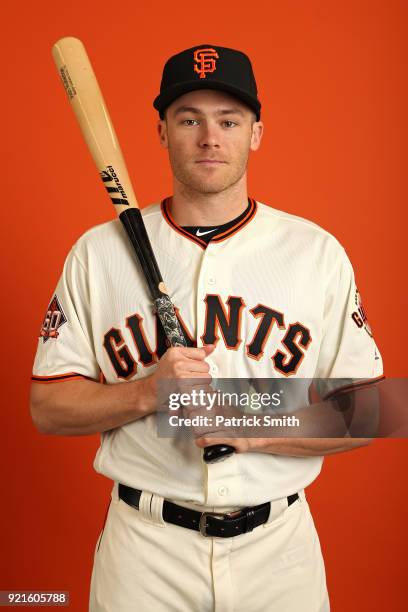 Josh Rutledge of the San Francisco Giants poses on photo day during MLB Spring Training at Scottsdale Stadium on February 20, 2018 in Scottsdale,...