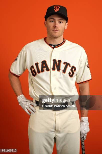 Josh Rutledge of the San Francisco Giants poses on photo day during MLB Spring Training at Scottsdale Stadium on February 20, 2018 in Scottsdale,...