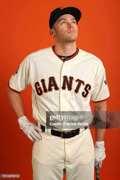 Josh Rutledge of the San Francisco Giants poses on photo day during MLB Spring Training at Scottsdale Stadium on February 20, 2018 in Scottsdale,...