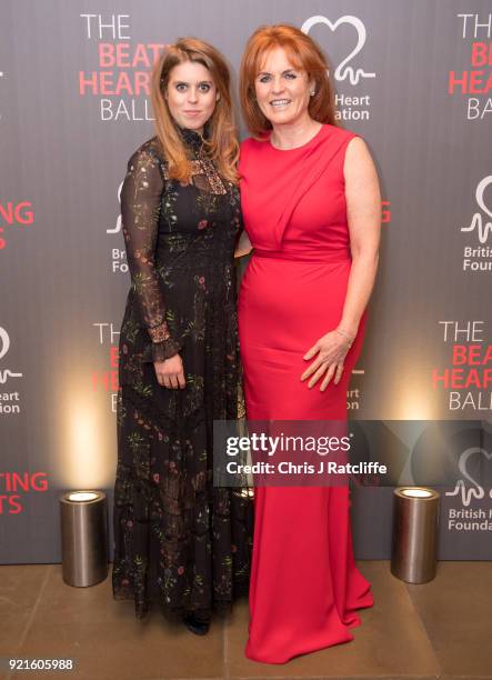 Beatrice Princess of York and Sarah Ferguson , Duchess of York, attends the British Heart Foundation's 'The Beating Hearts Ball' at The Guildhall on...