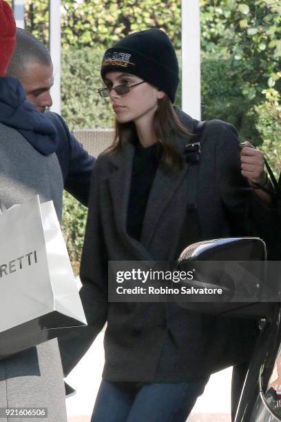 Kaia Gerber is seen during Milan Fashion Week Fall/Winter 2018/19 on February 20, 2018 in Milan, Italy.