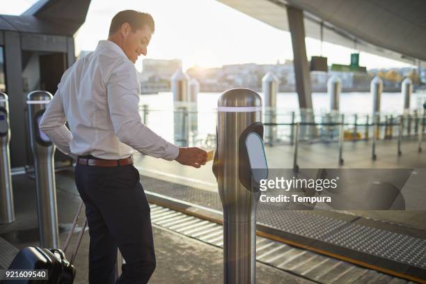 boarding a ferry in sydney harbour. - sydney ferry stock pictures, royalty-free photos & images