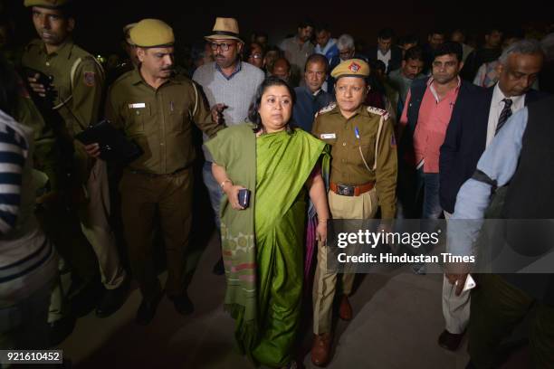 Manisha Saxena, Secretary Revenue and Division Commission along with members of Delhi IAS officers association during a candle protest against...