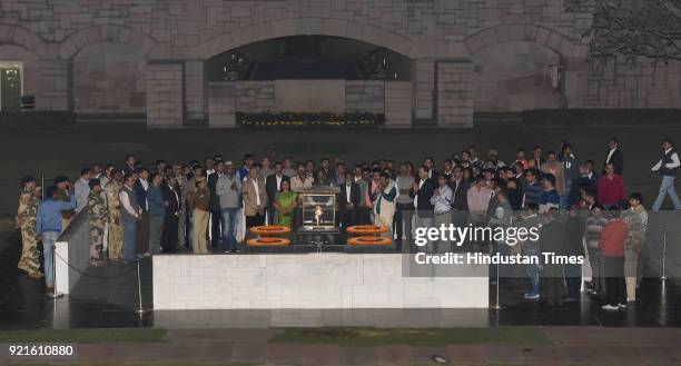 Manisha Saxena, Secretary Revenue and Division Commission along with members of Delhi IAS officers association during a candle protest against...