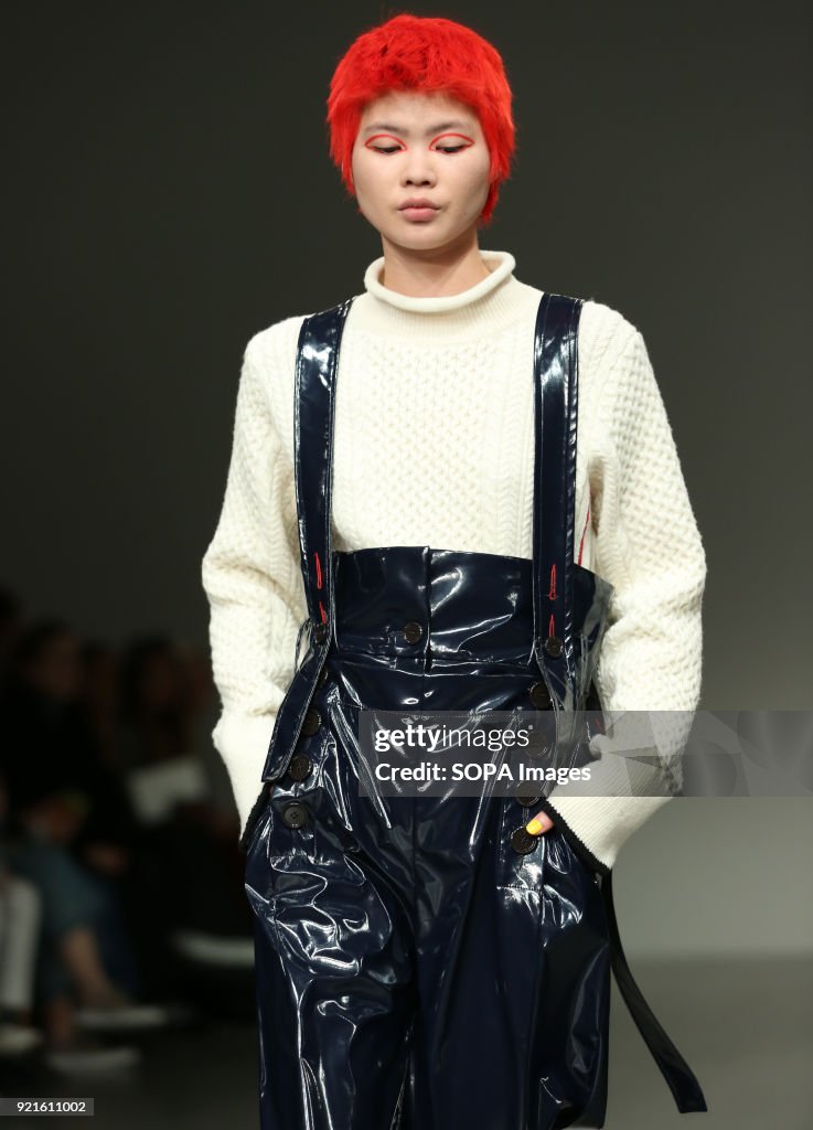 A model walks the runway at the Eudon Choi Show during...