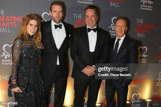 Princess Beatrice of York, Wilfred Frost, David Seaman and Lee Dixon attend the British Heart Foundations Beating Hearts Ball at The Guildhall on...