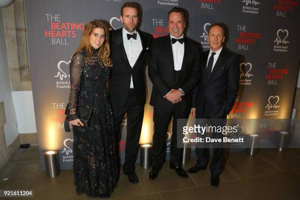 Princess Beatrice of York, Wilfred Frost, David Seaman and Lee Dixon attend the British Heart Foundations Beating Hearts Ball at The Guildhall on...