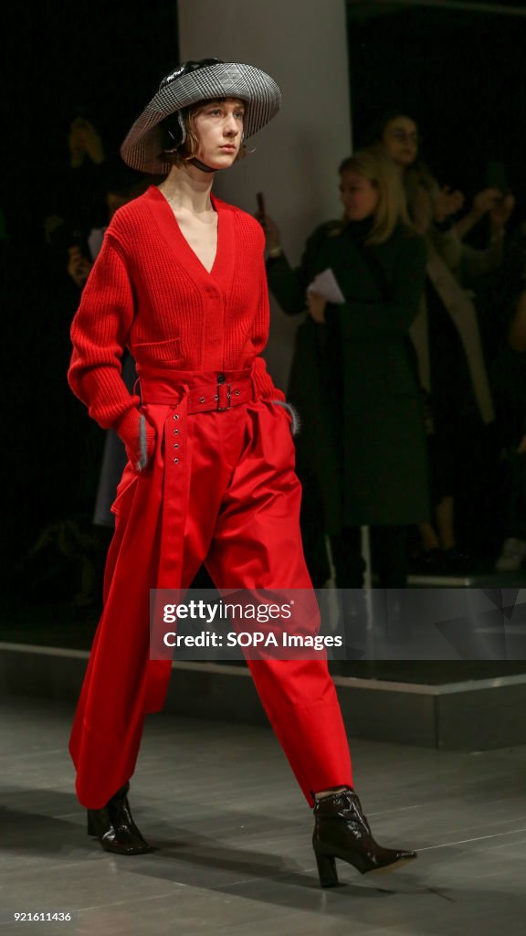 A model walks the runway at the Eudon Choi Show during...