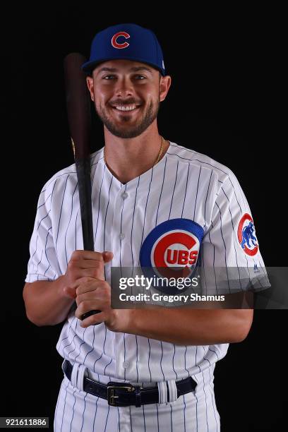 Kris Bryant of the Chicago Cubs poses during Chicago Cubs Photo Day on February 20, 2018 in Mesa, Arizona.